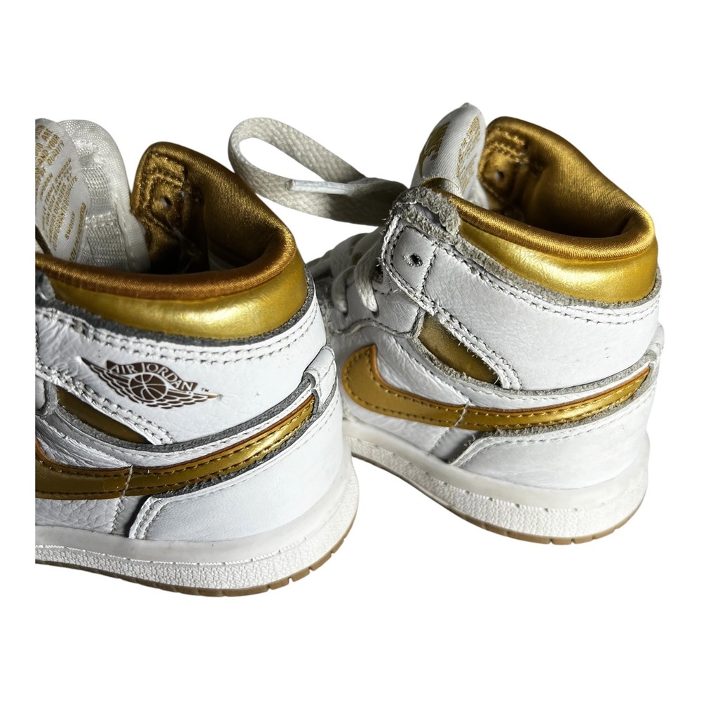 Nike Air Jordan 1 Retro High OG Metallic Gold White Toddler Shoes 7C FD2598-107 - Picture 8 of 12